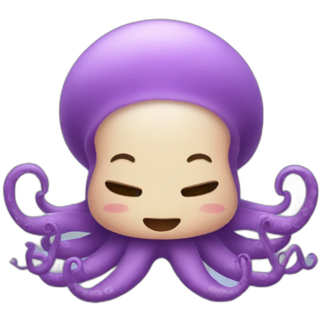 Cute kraken cute face eyes closed making yoga emoji