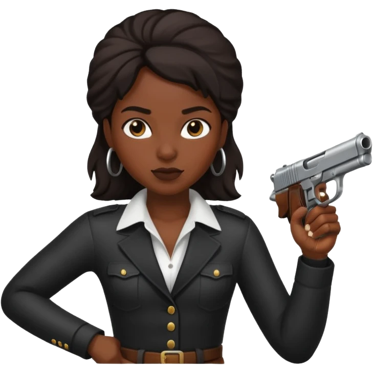 Dark skin black woman pointing gun emoji