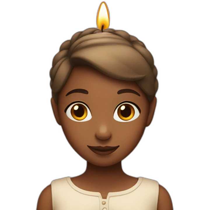 A girl with a candle on her head emoji