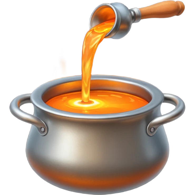 The crucible pours out metal. emoji