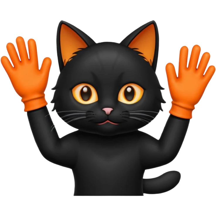 Black cat wearing gloves emoji