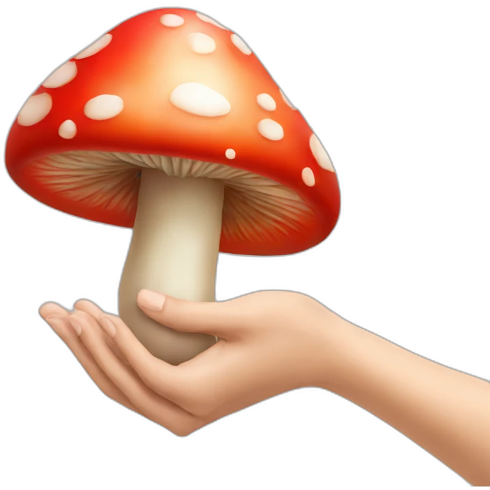 hand holding overtrip red mushroom emoji