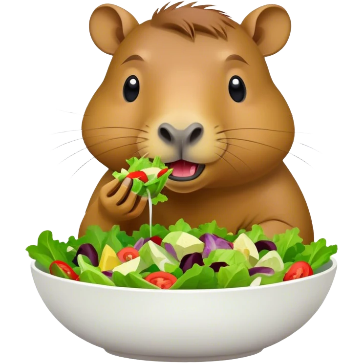 capybara eating a big bowl of mixed sal emoji