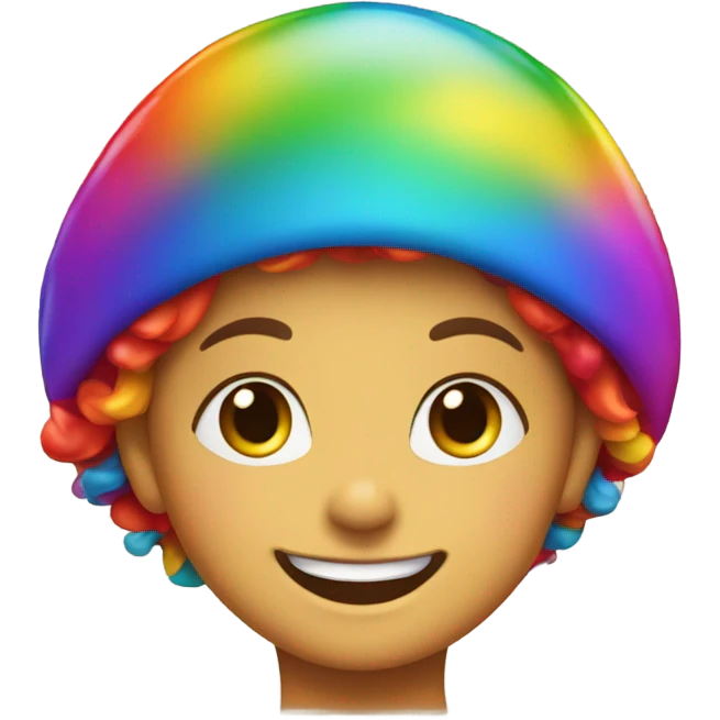 Kid with rainbow spinner hat emoji