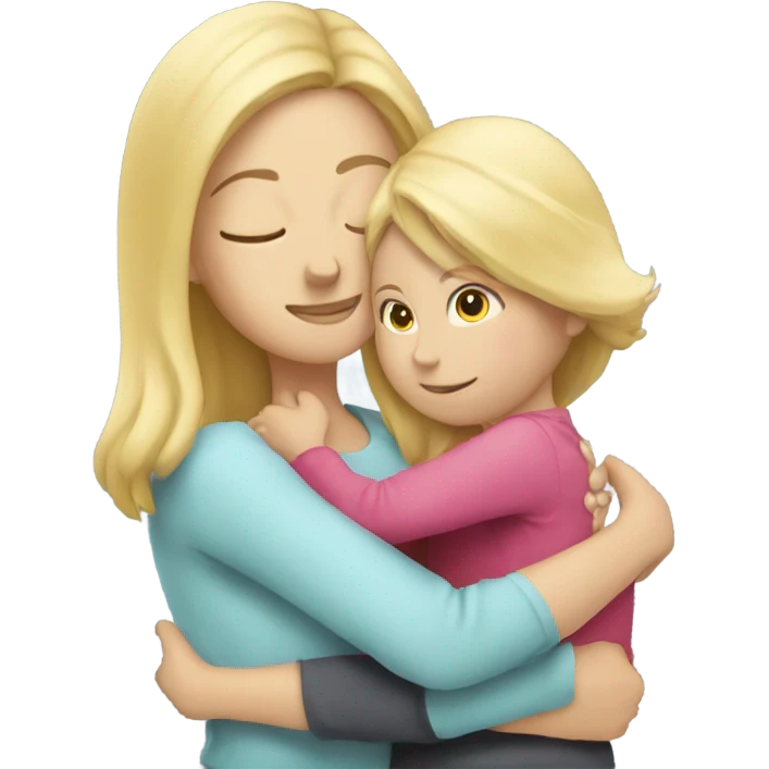 Blonde Mother huggings with a girl emoji