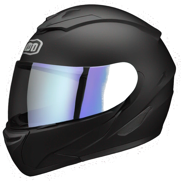 black motorcycle full face helmet with tinted mirrored visor emoji