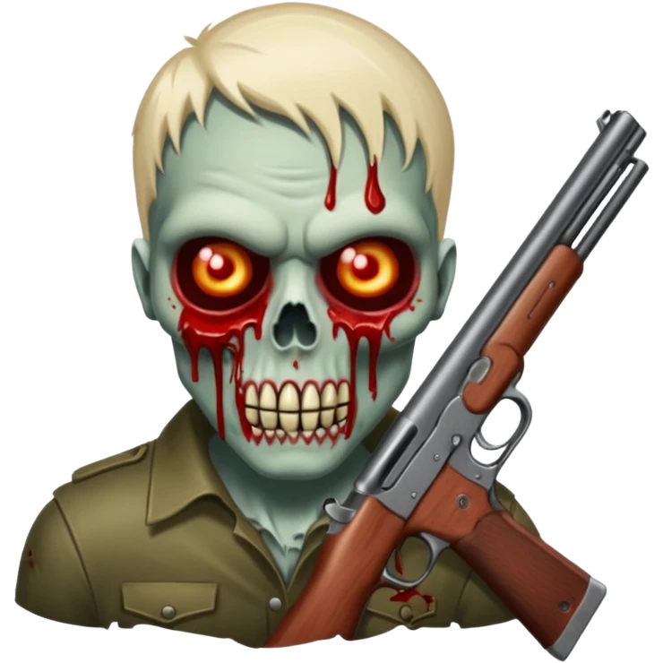 Bloody zombie shotgun pointed straight forward. In the style of your bleeding skull zombie art, but a shotgun pointing forward, not at an angle emoji