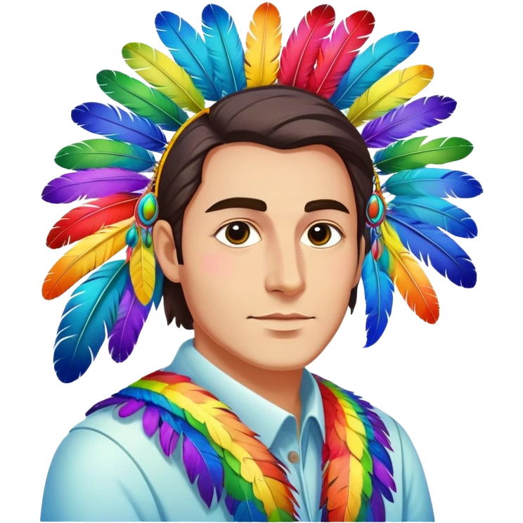 Man with bird feathers rainbow emoji