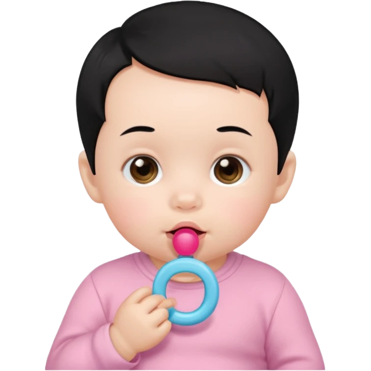a black hair baby with pacifier emoji