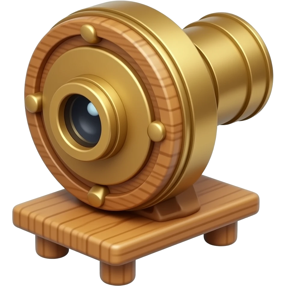 a wooden eccentric camera obscura on a miniature wooden stand emoji