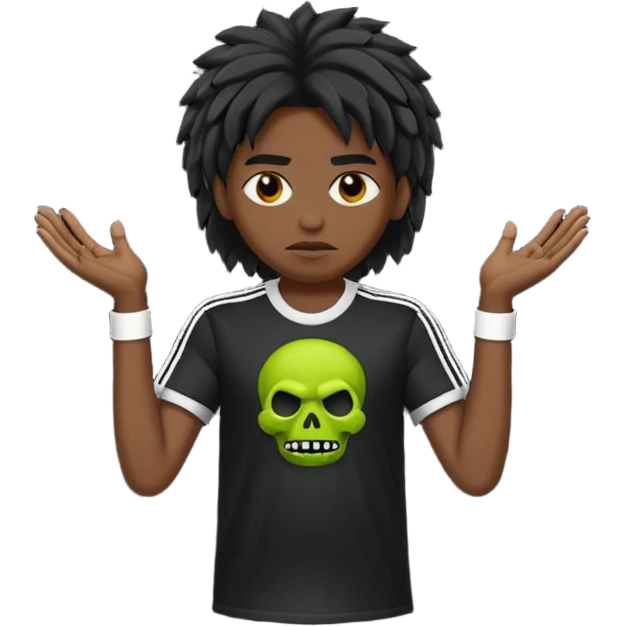 Crie um menino de cabelo loiro escuro de franja zumbi com uma blusa da adidas no estilo emoji do ios emoji