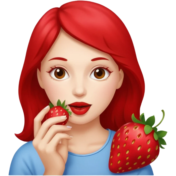 the woman eating strawberries
 emoji