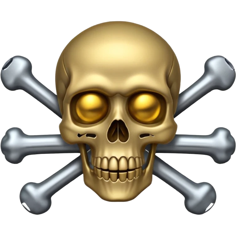 skull and crossbones with a sawblade background, mechanical and organic details, emoji style emoji