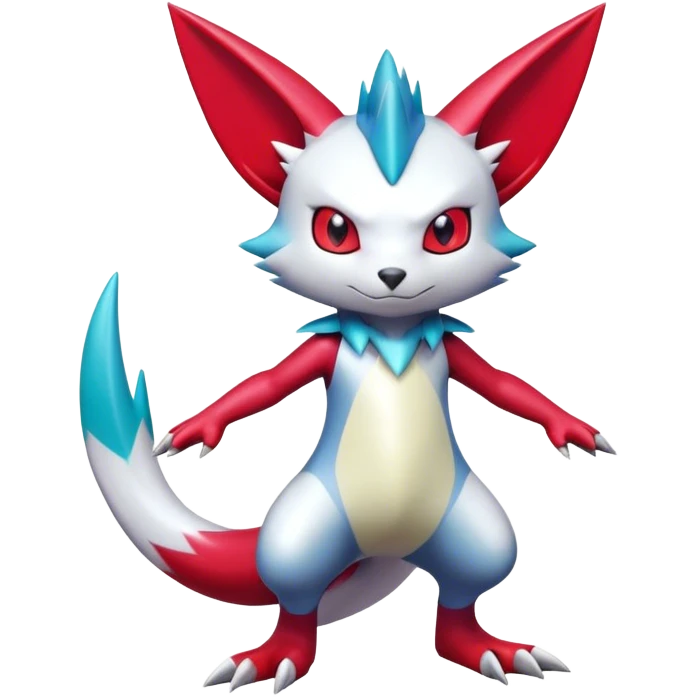 Cool Shiny Colorful Digimon-Sneasel-Zangoose-hybrid full body emoji