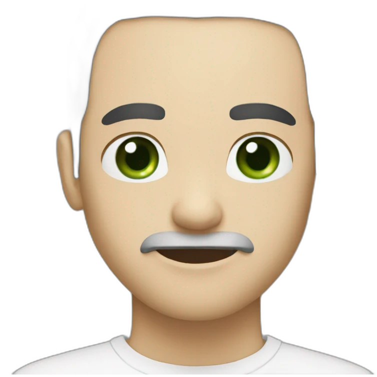 A man with green eyes, black hair, white skin emoji