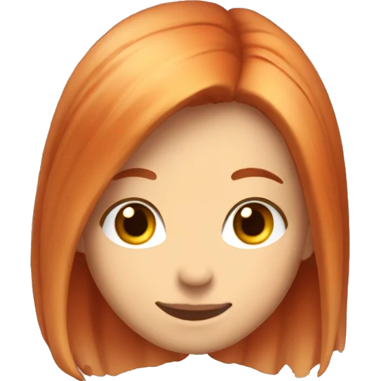Faded dyed red hair kinda orange with blonde roots girl with long cute smile chin with chin dent smiling emoji