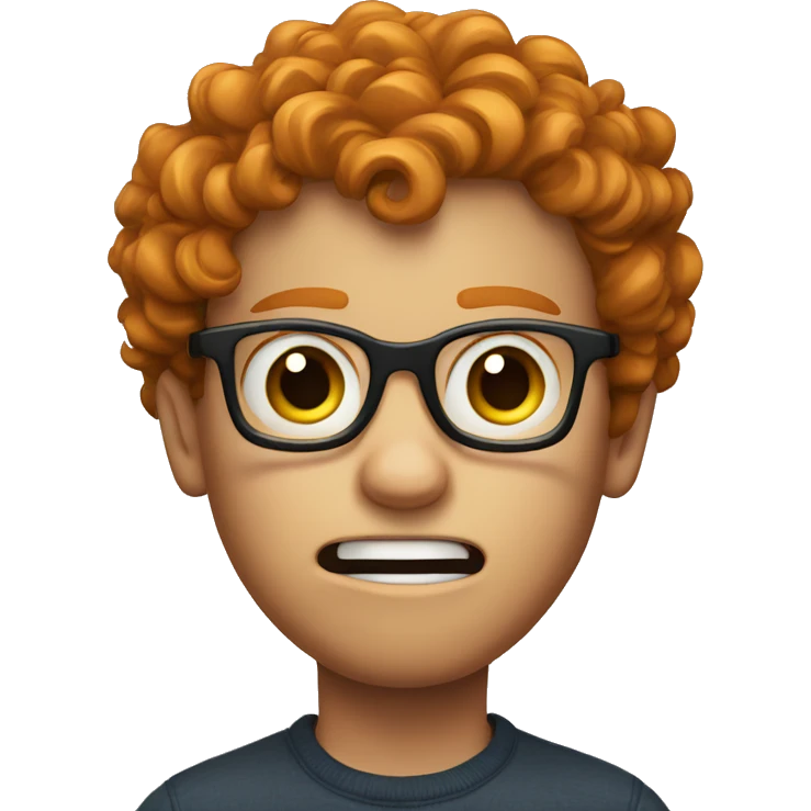 Scared ginger boy with curls and glasses emoji