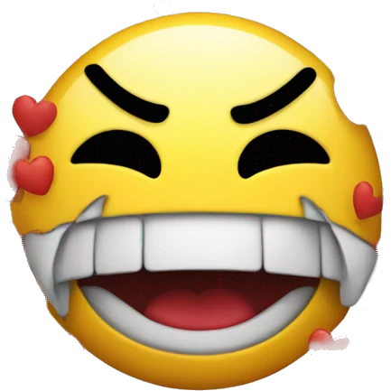 Angry smiley face with hearts around it emoji