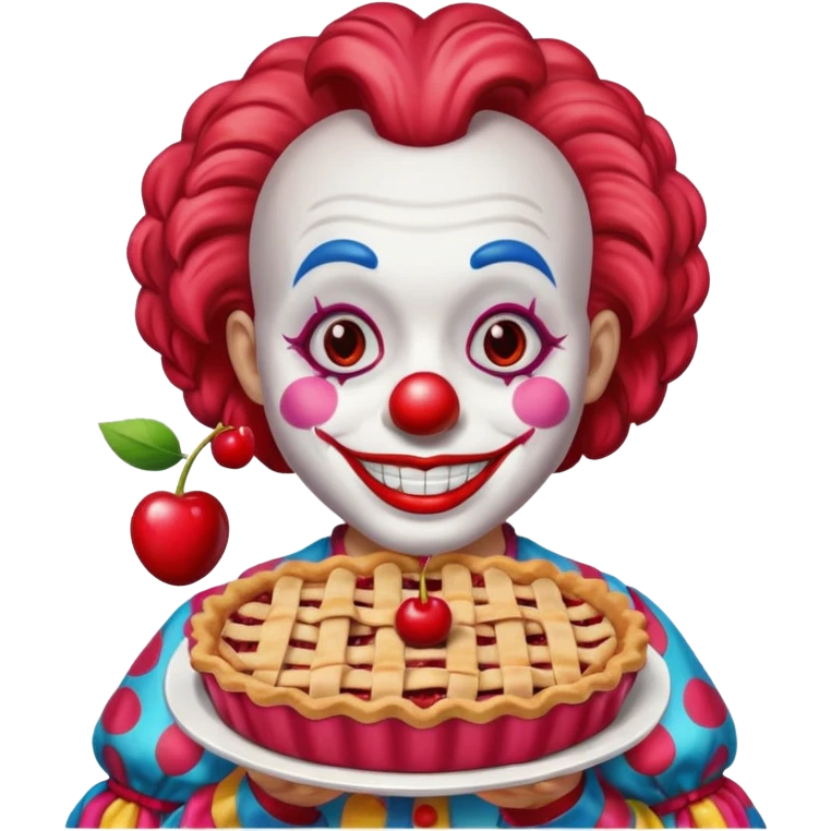 a clown with a cherry pie emoji