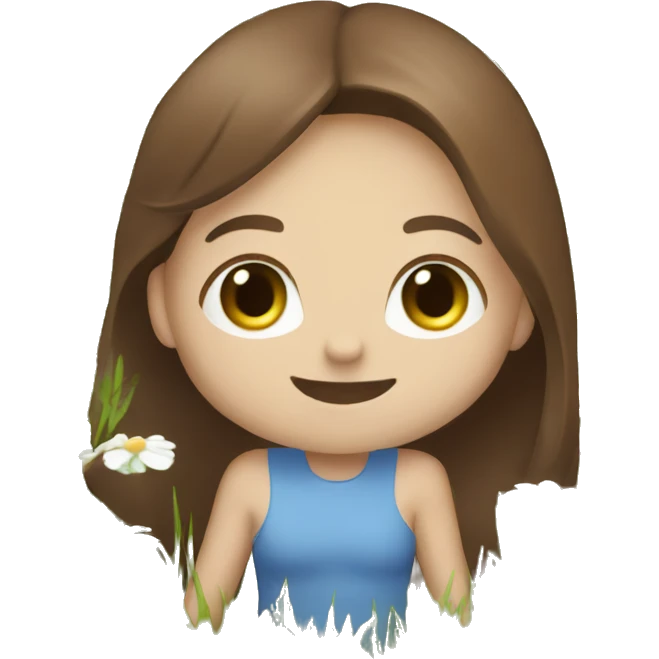 Girl frolicking in meadow white girl with blue eyes and brown hair emoji