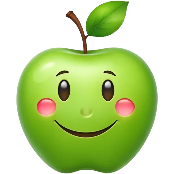 Green apple with smiley emoji