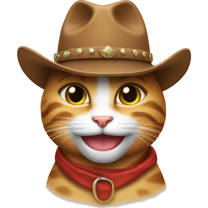 iOS cat grin emoji with cowboy hat emoji