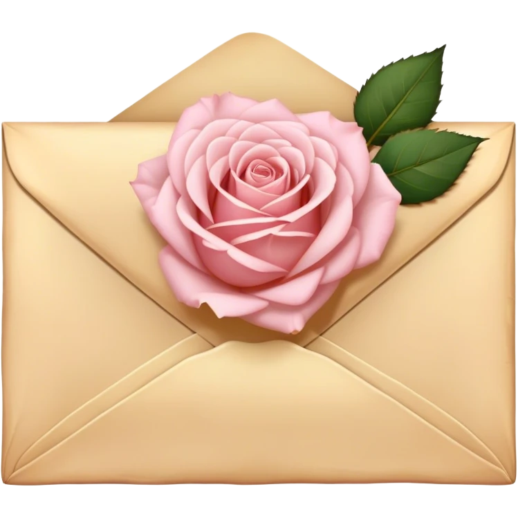 A vintage love letter sealed with golden wax, a single pale pink rose resting on top.
 emoji