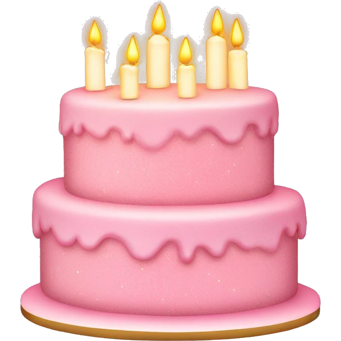 Sparkly light pink two tier birthday cake with candles emoji