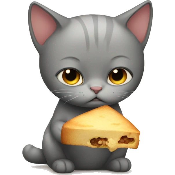Sad cat eats  emoji