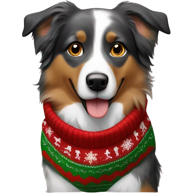 Australian Shepherd in christmas Sweater  emoji