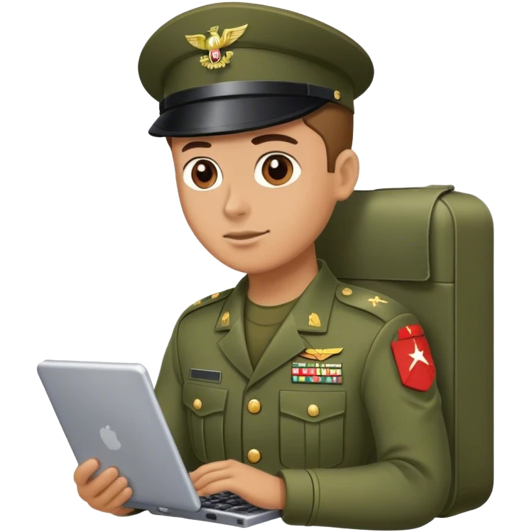 Soldier on a computer portable emoji