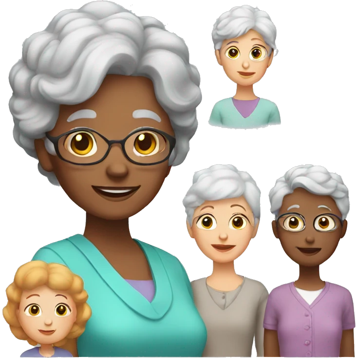Granny with family with different color of hair emoji