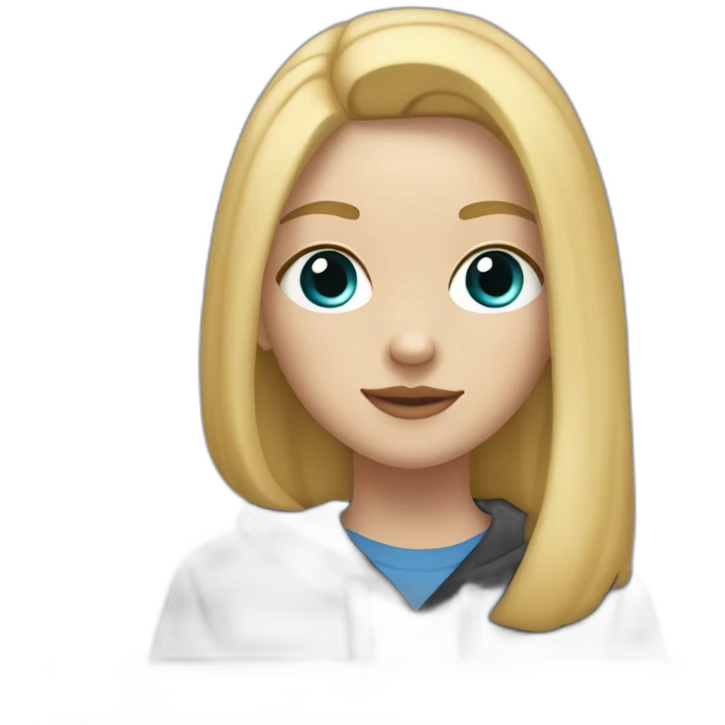 A blonde girl  with blues eyes, with straight hair and a ray,she has light skin a few freckles, and she wear a hoodies and she Carries in his arms a black labrador dog  emoji