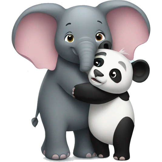 Elephant and panda hugs  emoji