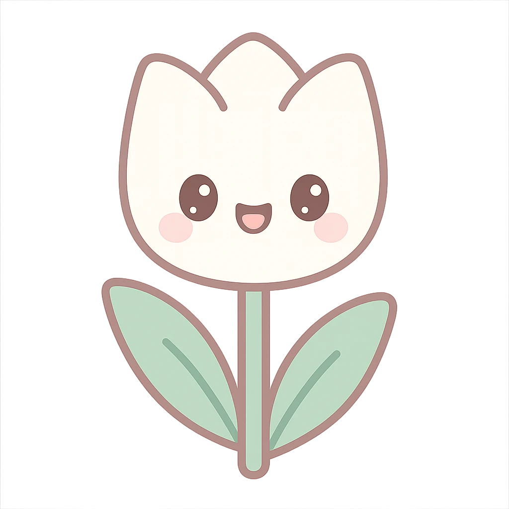 white tulip kawaii style emoji