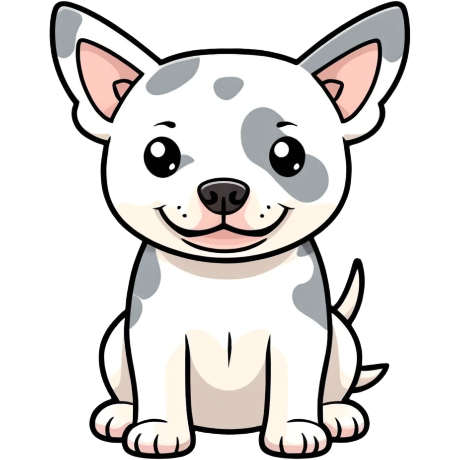White pitbull cattle dog with subtle black spots  emoji