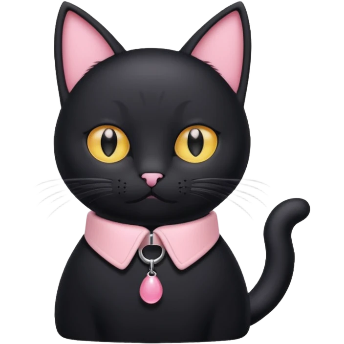 black cat with a pastel pink collar emoji
