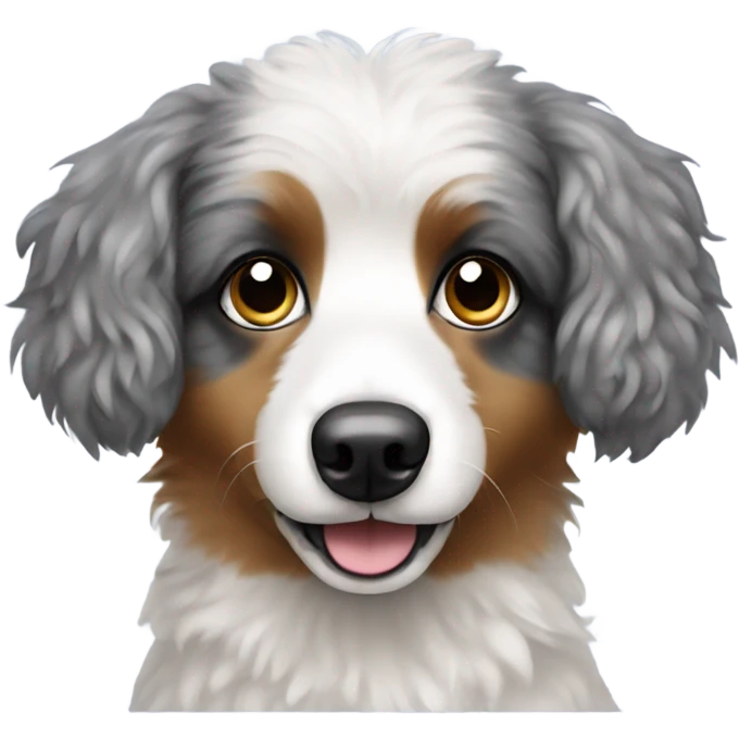 Mini Aussie (like toy poodle size) with crossed eyes emoji