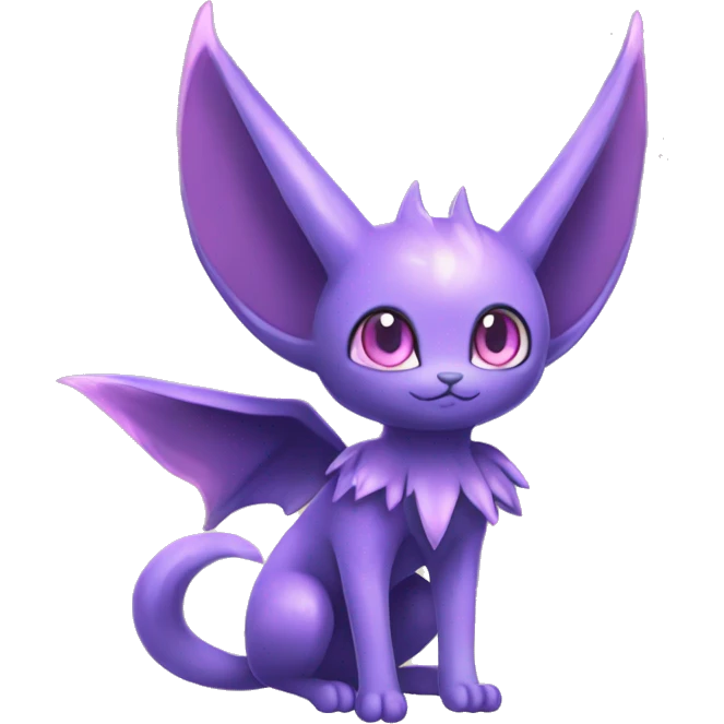 Shiny Cute Kawaii Ethereal Dark Noibat-Delcatty-Espeon-fusion-hybrid full body emoji