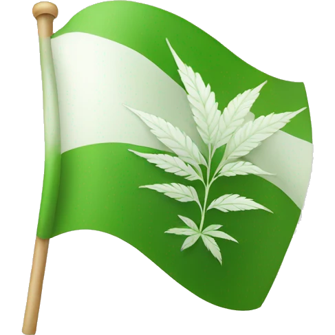 green flag with white weed leaf  emoji