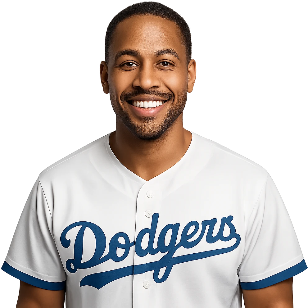Man wearing doger jersey emoji