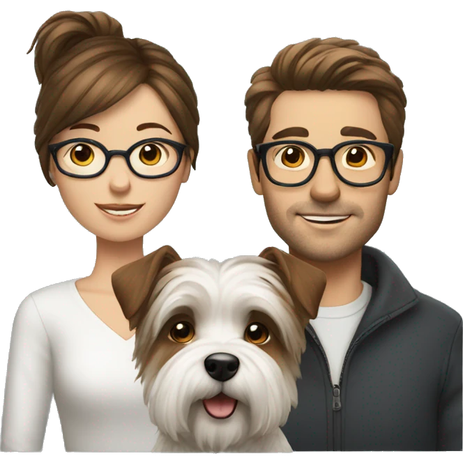 Brown hair man with glasses with westie dog girl emoji