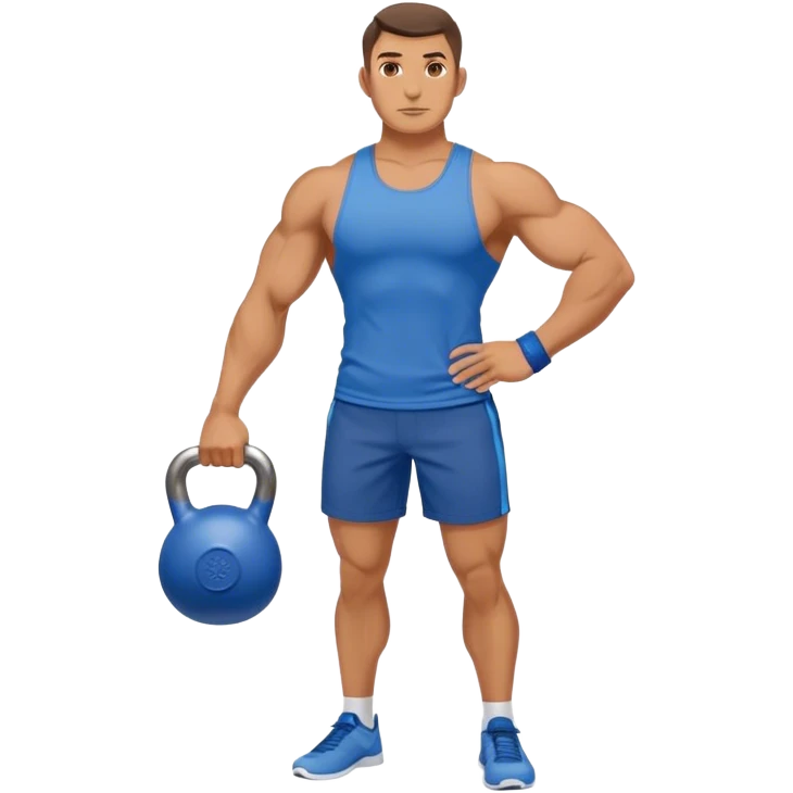 strong man with blue shorts holding kettlebell emoji