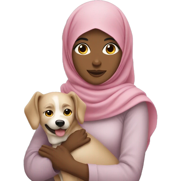 pretty woman with hijab hugging a dog emoji