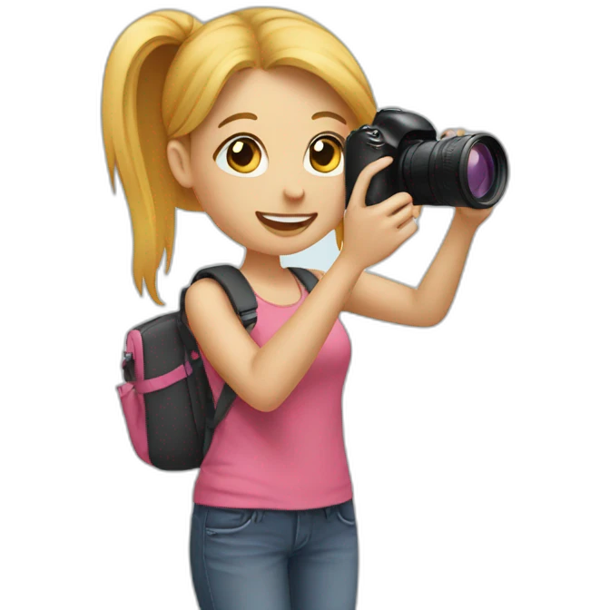 Girl photographing her friend emoji
