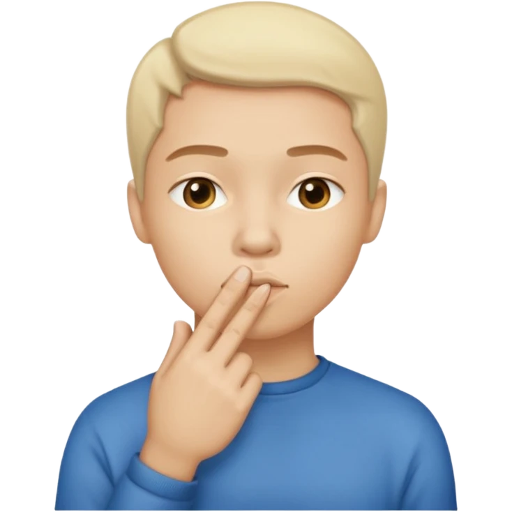 Emoji de hombre con el dedo indice por encima de la boca emoji