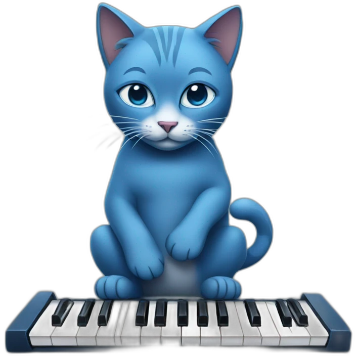 Blue cat playing keyboard emoji