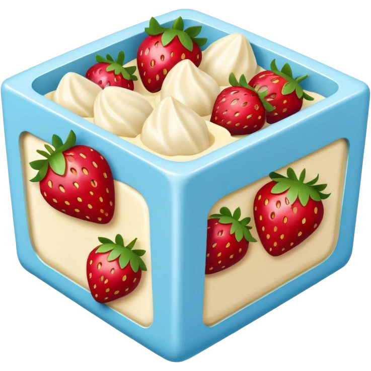 Strawberries in white chocolate in a pale blue package emoji