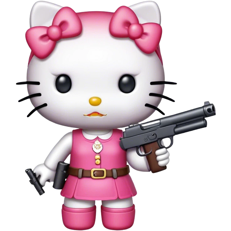 Hello kitty with gun emoji