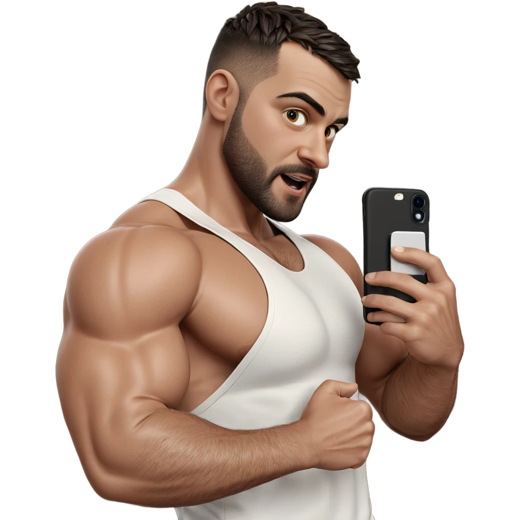 muscular man taking selfie emoji